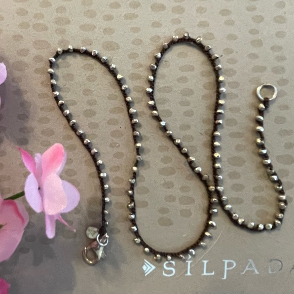 Silpada Silk Cord with Sterling Silver Beads Necklace N2107 RARE - Picture 3 of 13